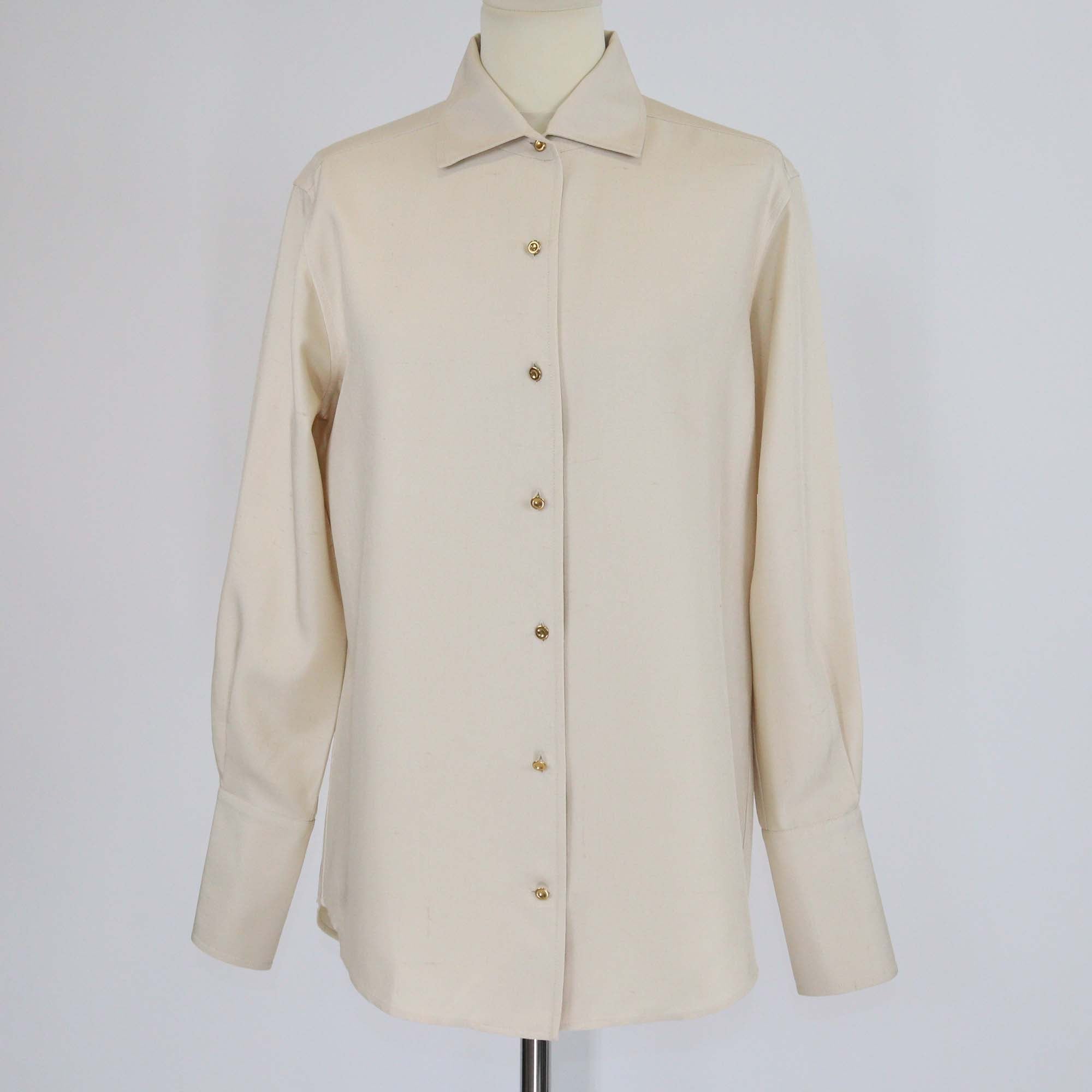 Loro Piana Beige Silk Long Sleeve Button Front Dunia Shirt