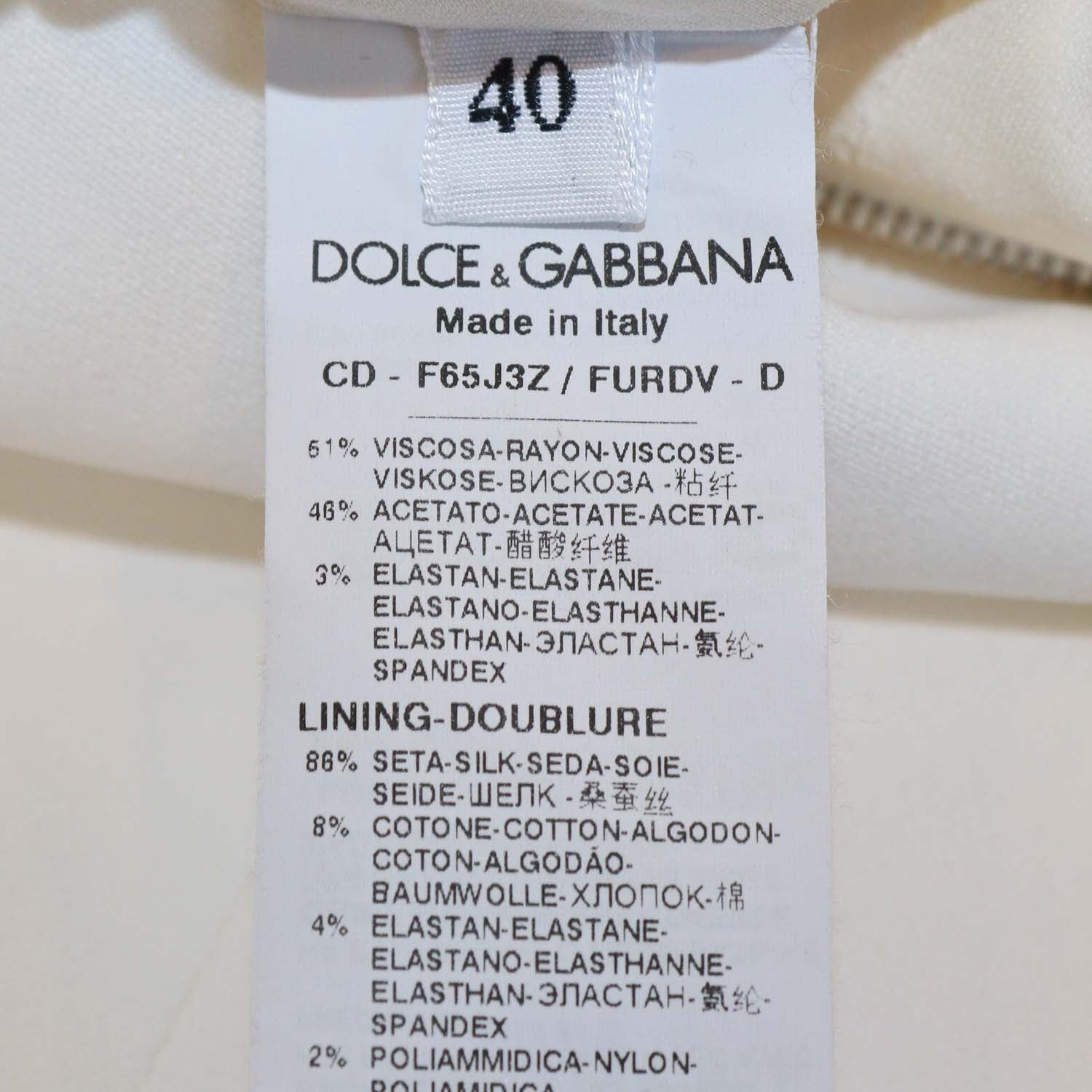 Dolce & Gabbana Off White Blend Viscose Hydrangae Embellished Midi Dress