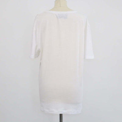 Gucci White Cotton Logo Print Distressed T-Shirt