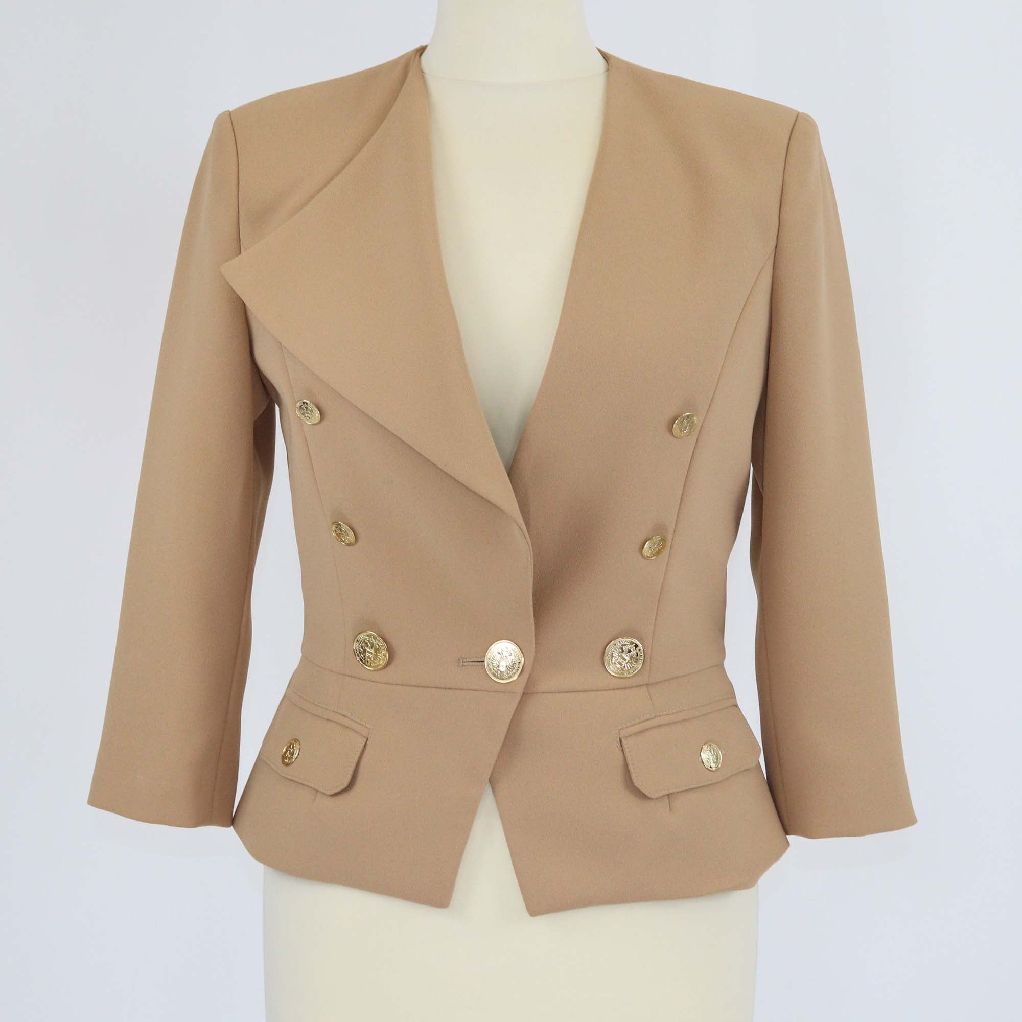 Elisabetta Franchi Beige Double Breasted Blazer
