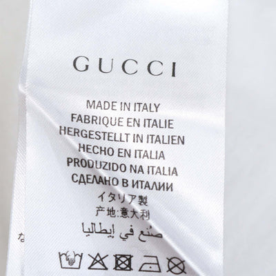 Gucci White Cotton Logo Print Distressed T-Shirt