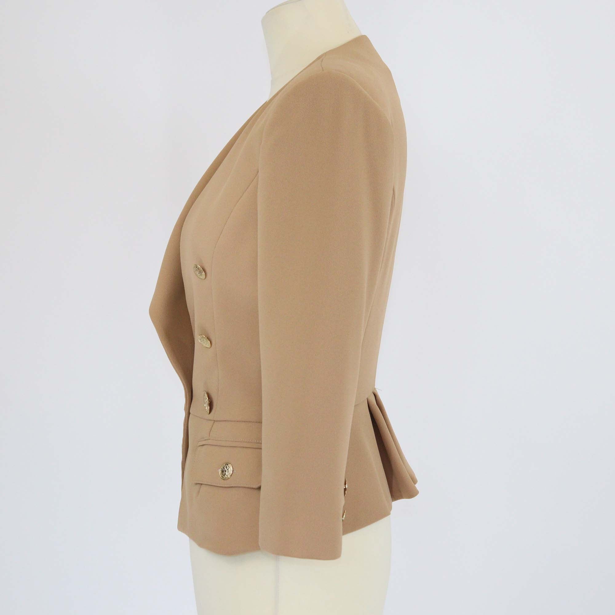 Elisabetta Franchi Beige Double Breasted Blazer