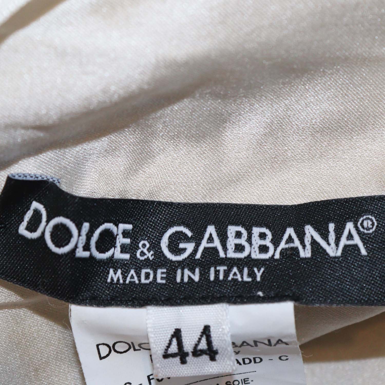 Dolce & Gabbana Brown/Off White Silk Leopard Print Crepe Off-Shoulder Midi Dress