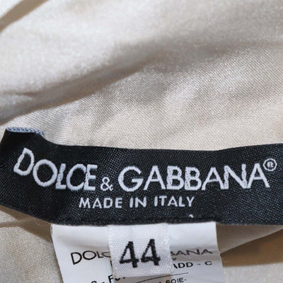 Dolce & Gabbana Brown/Off White Silk Leopard Print Crepe Off-Shoulder Midi Dress