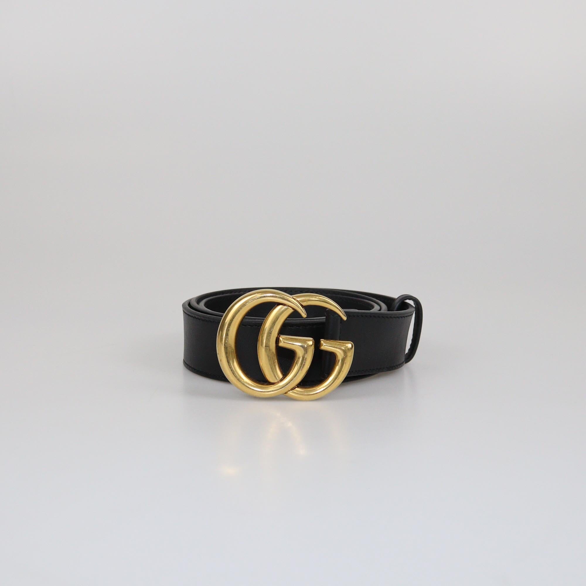 Gucci Black Slim Double G Buckle Belt Womens Gucci 