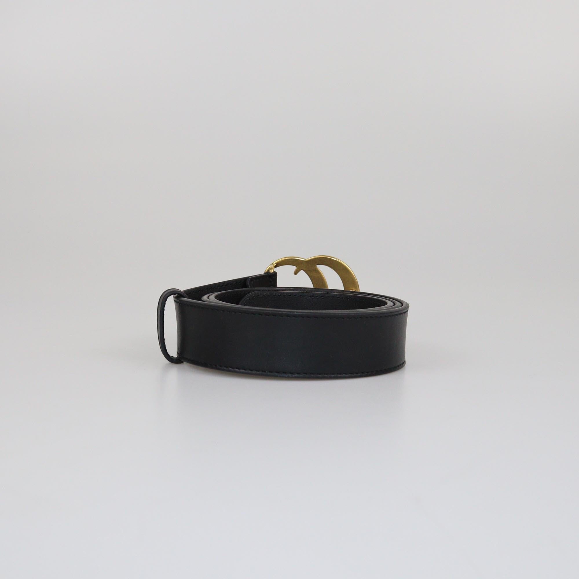 Gucci Black Slim Double G Buckle Belt Womens Gucci 