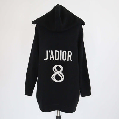 Christian Dior Black Cashmere Blend J'adior 8 Hooded Sweater