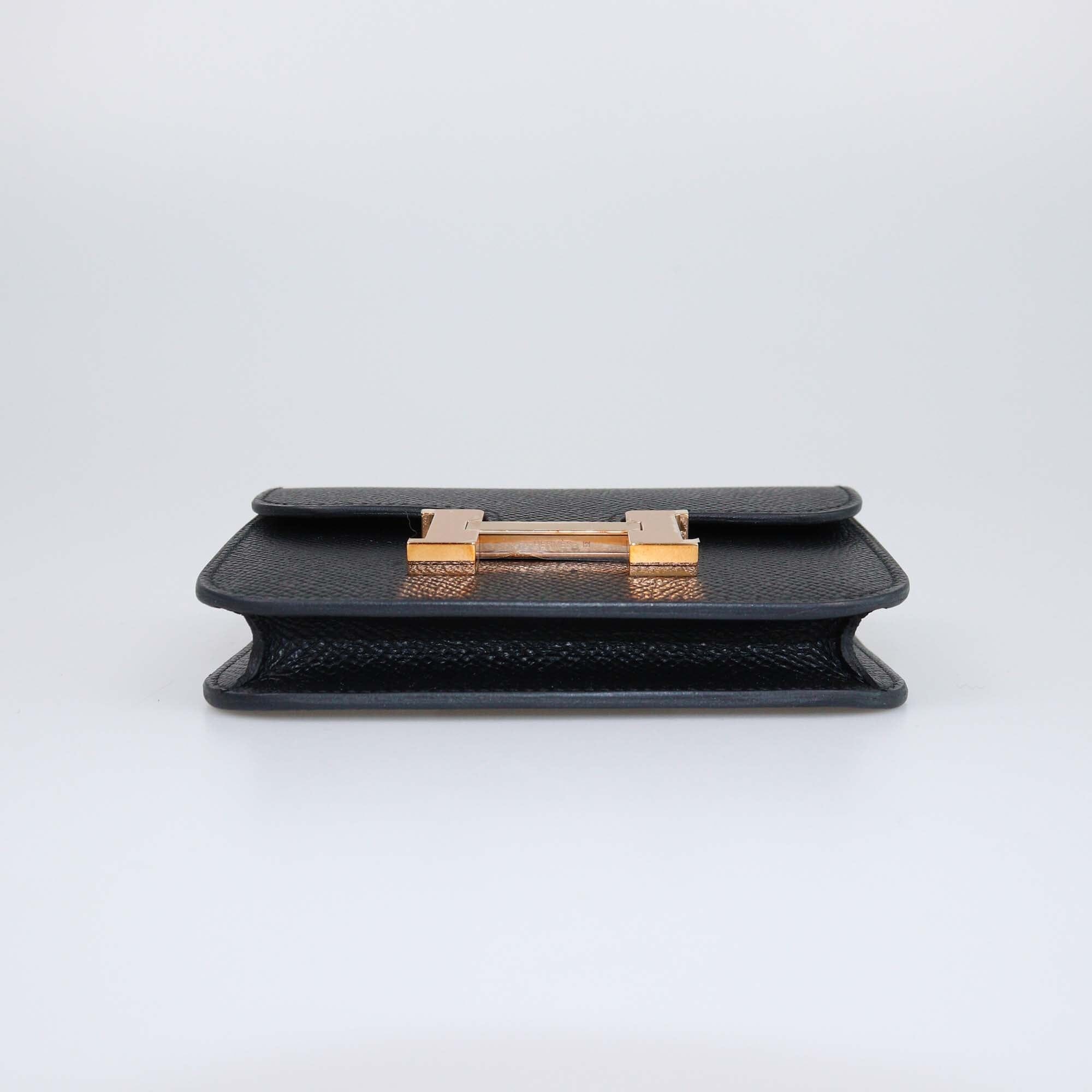 Hermes Black Epsom Constance Slim Wallet Womens Hermes 