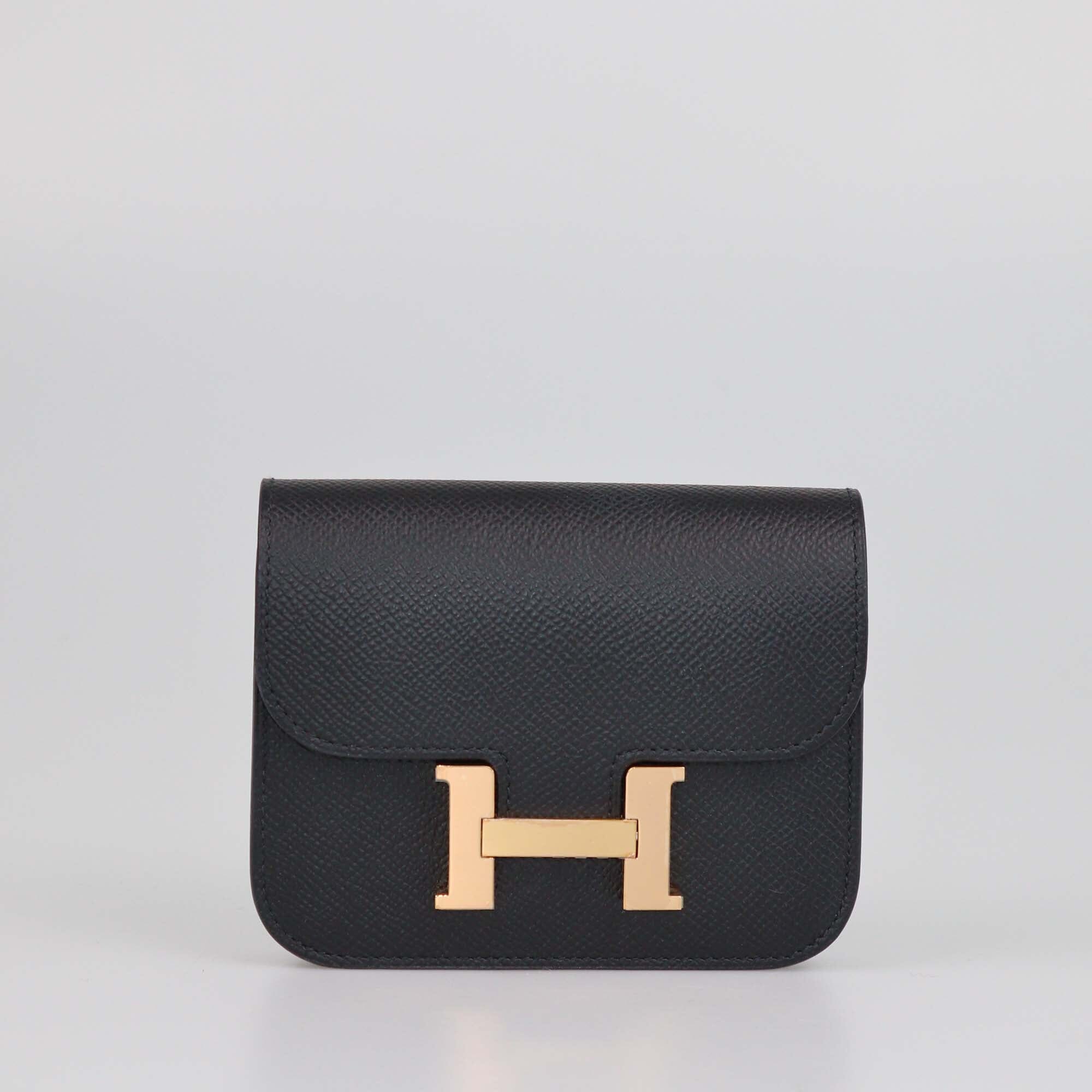 Hermes Black Epsom Constance Slim Wallet Womens Hermes 