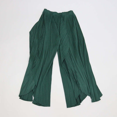 Pleats Please by Issey Miyake Green Polyester Pleated Leaf Pants