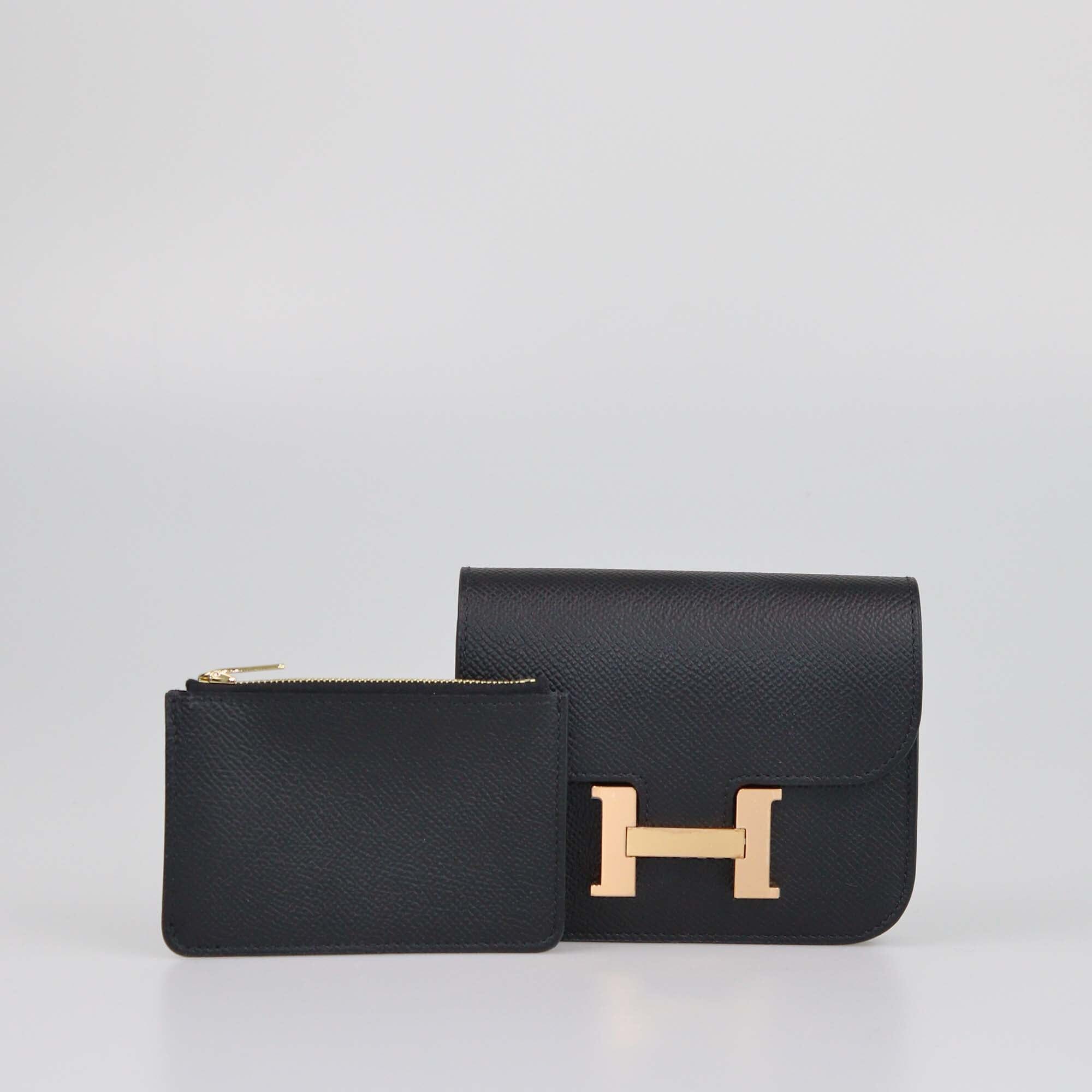 Hermes Black Epsom Constance Slim Wallet Womens Hermes 