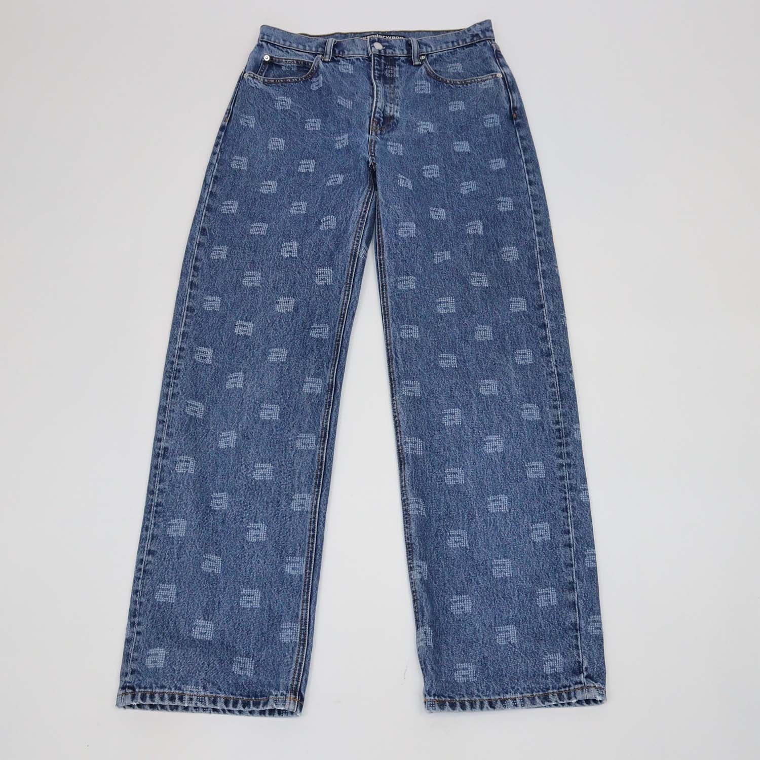 Alexander Wang Blue Denim EZ Relaxed Straight Fit Pants