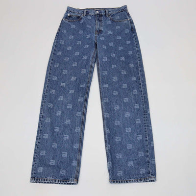 Alexander Wang Blue Denim EZ Relaxed Straight Fit Pants