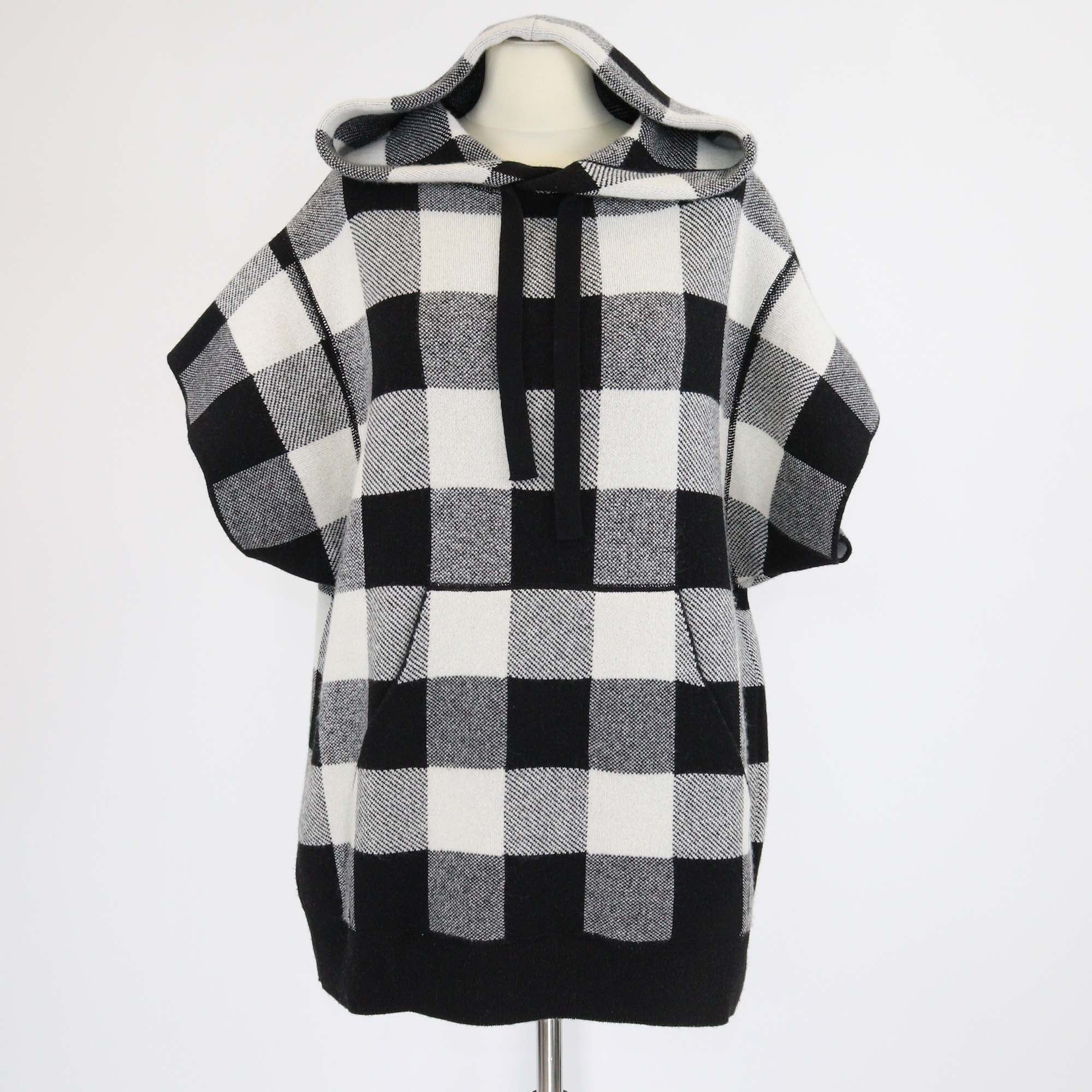 Christian Dior Black/White Cashmere Plaid J'adior 8 Intrasia Short Sleeve Hooded