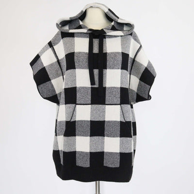 Christian Dior Black/White Cashmere Plaid J'adior 8 Intrasia Short Sleeve Hooded