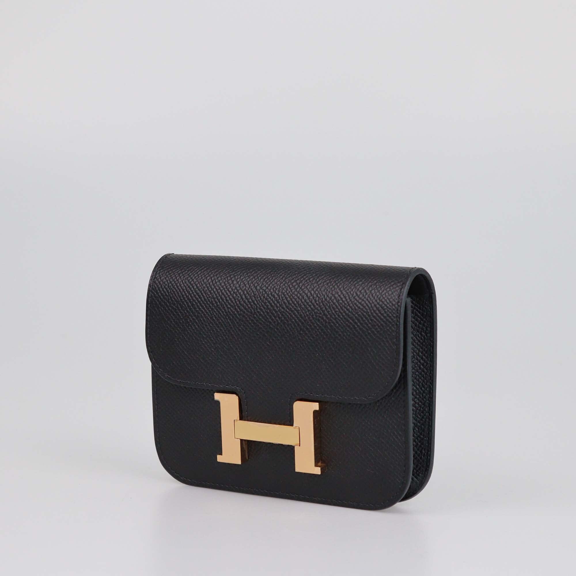 Hermes Black Epsom Constance Slim Wallet Womens Hermes 