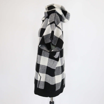 Christian Dior Black/White Cashmere Plaid J'adior 8 Intrasia Short Sleeve Hooded