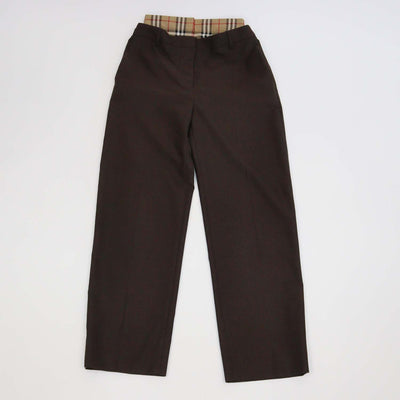 Burberry Brown Wool Check Layered Pants