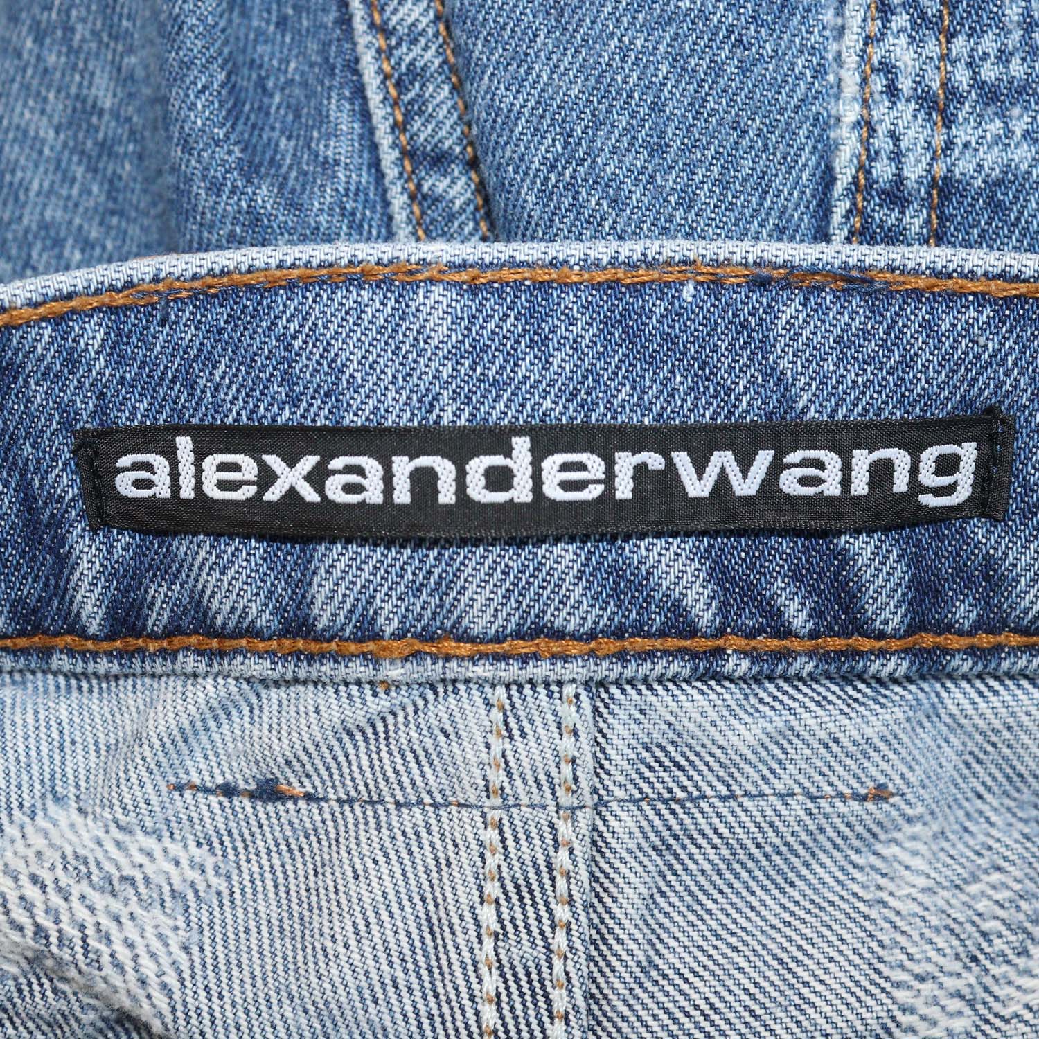 Alexander Wang Blue Denim EZ Relaxed Straight Fit Pants