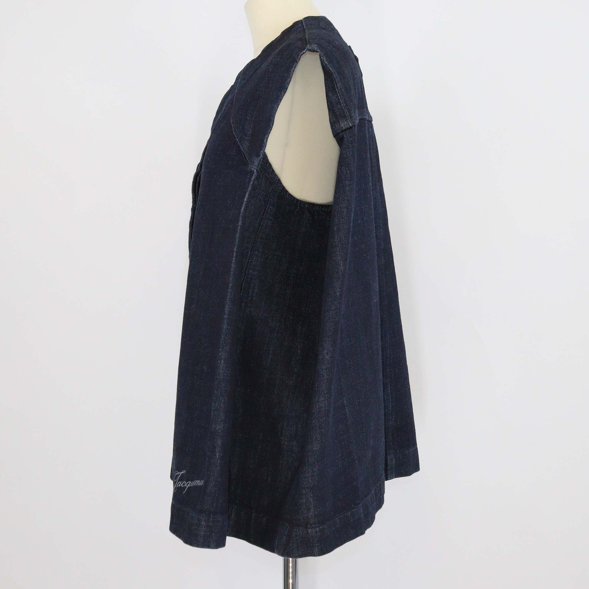 Jacquemus Blue Denim V-Neck Sleeveless Oversized Vest