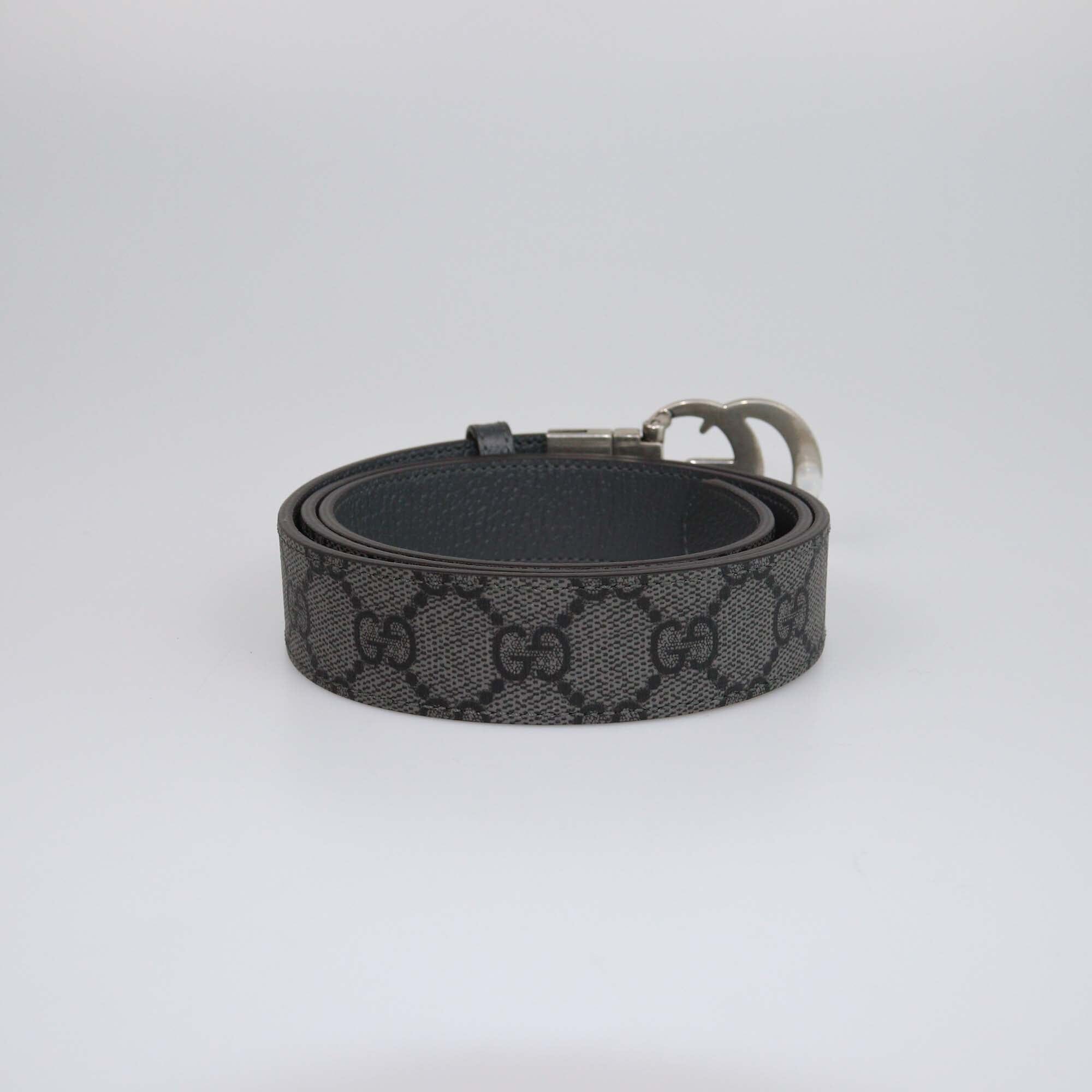 Gucci Gray GG Supreme Marmont Reversible Belt Womens Gucci 