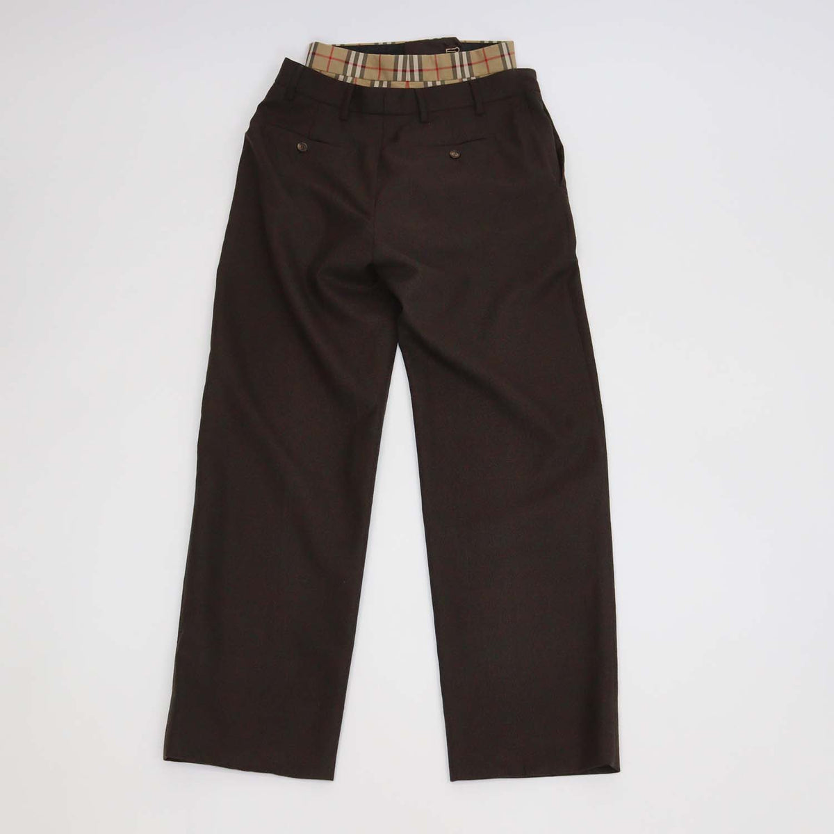 Burberry Brown Wool Check Layered Pants