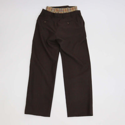Burberry Brown Wool Check Layered Pants
