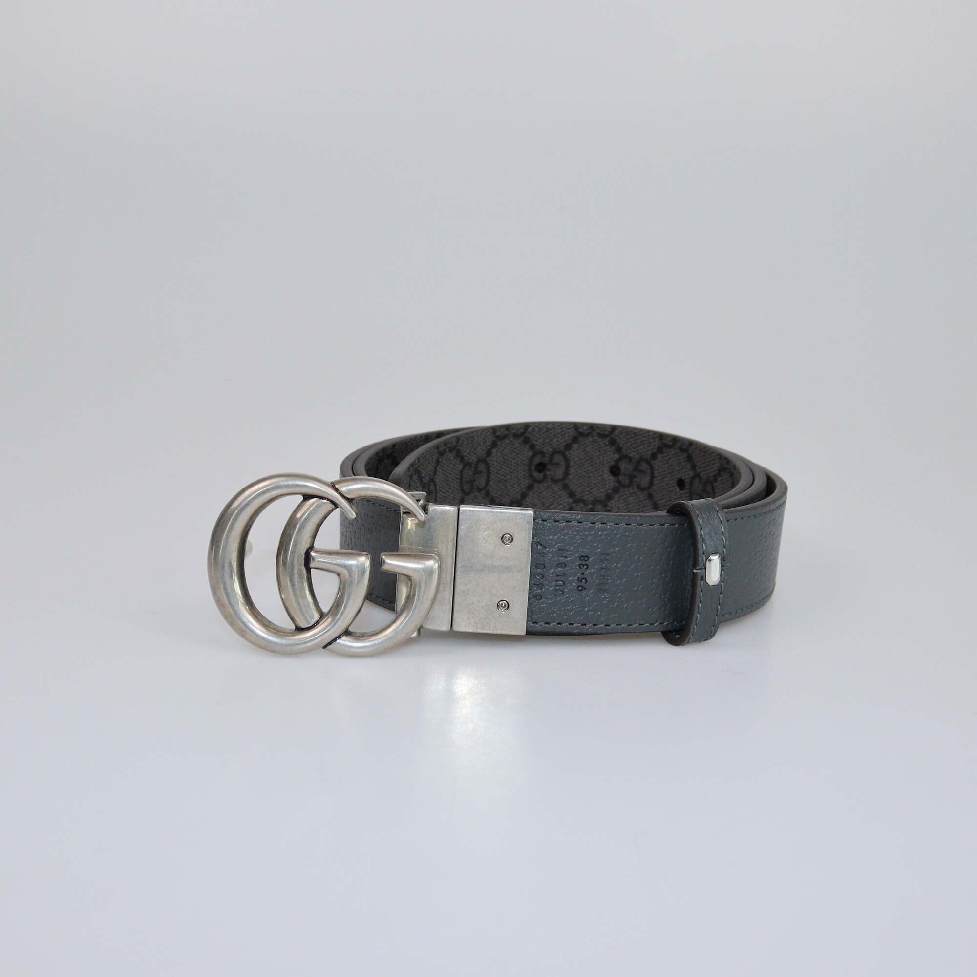 Gucci Gray GG Supreme Marmont Reversible Belt Womens Gucci 