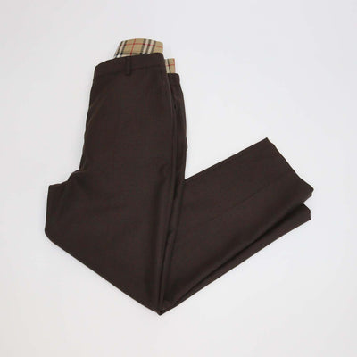 Burberry Brown Wool Check Layered Pants