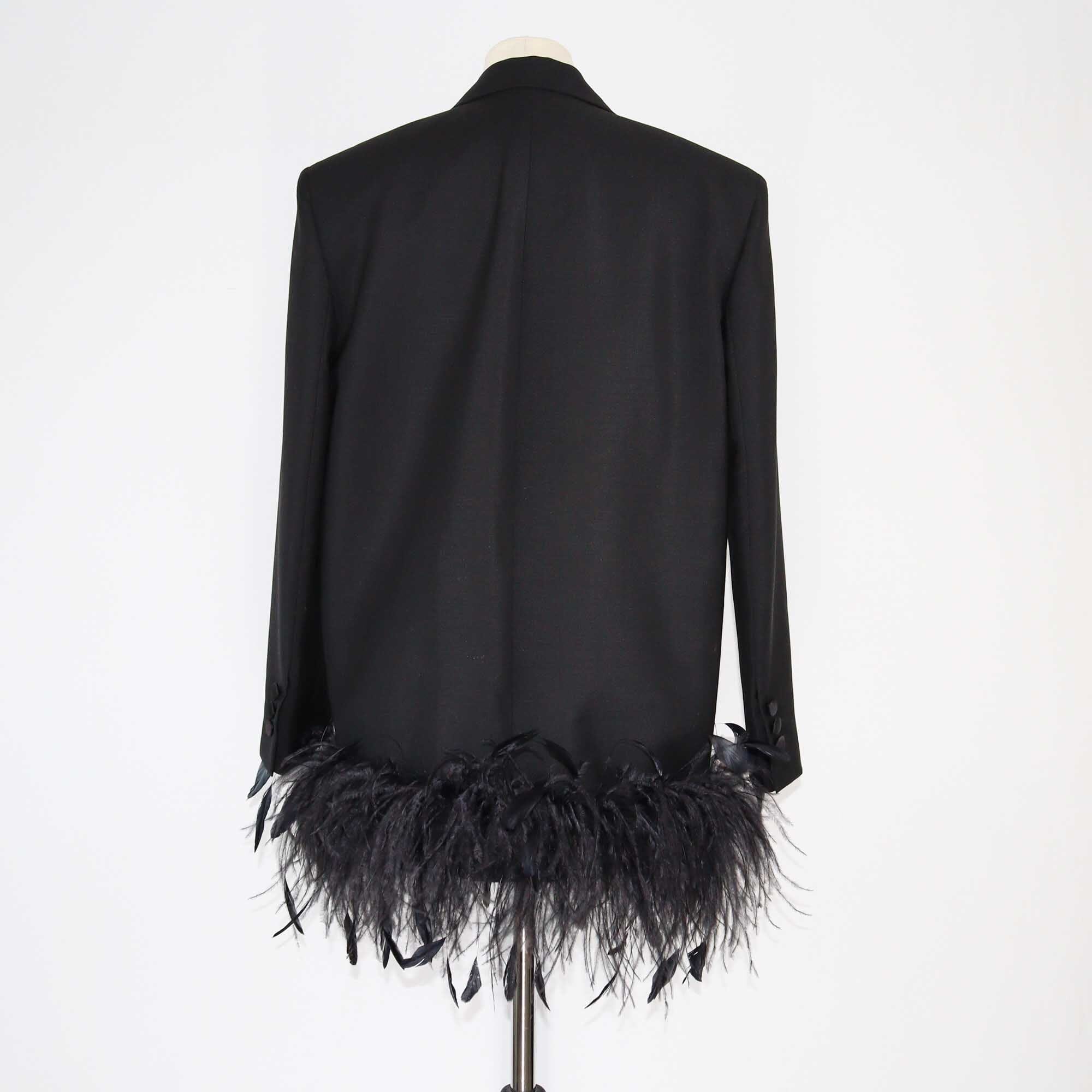 Prada Black Feather Trimmed Jacket Clothing Prada 