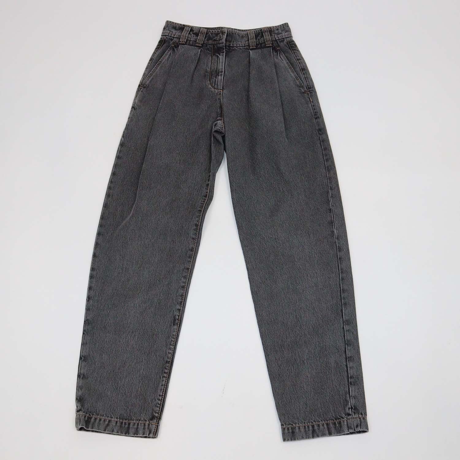 Brunello Cucinelli Black Denim Pleated Pants