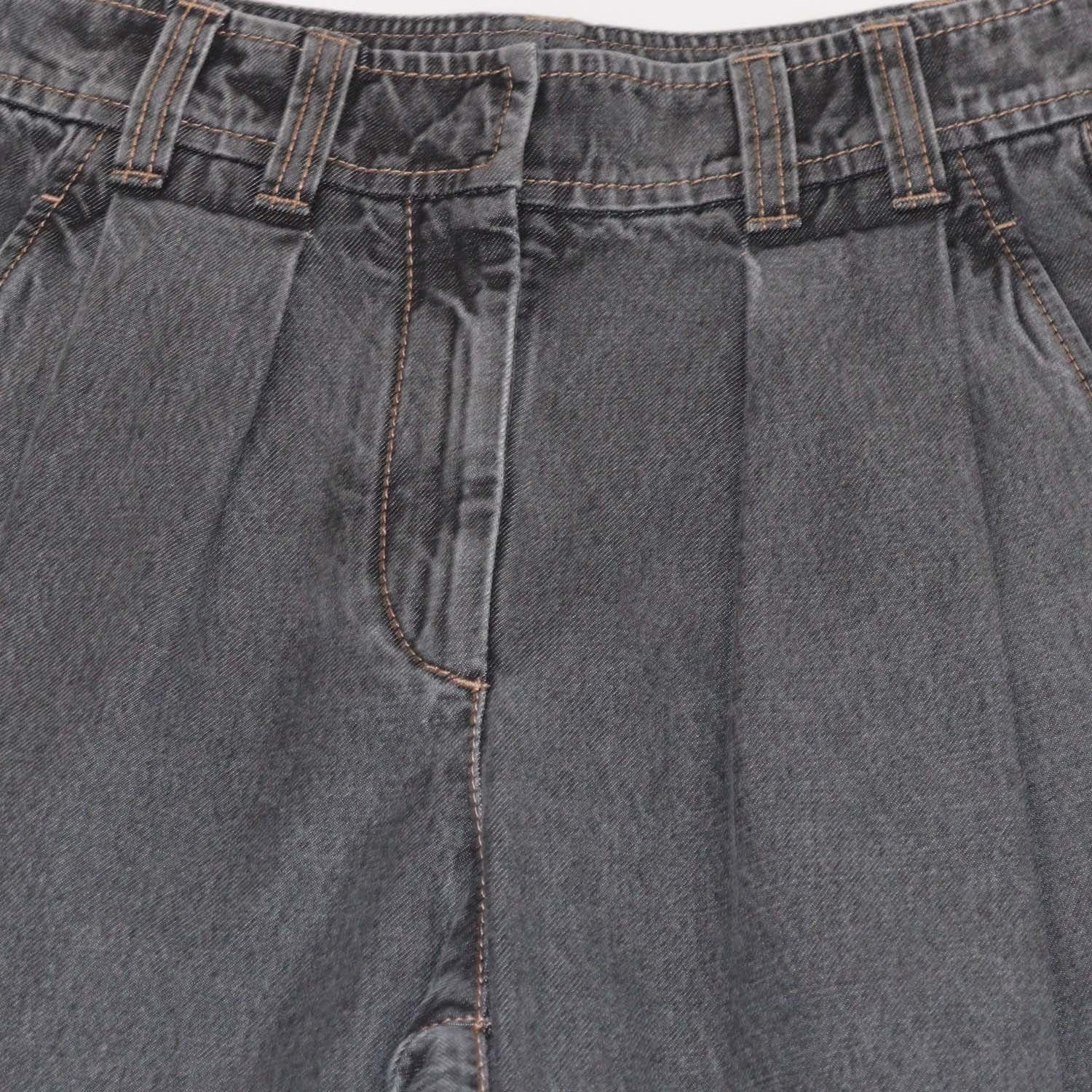 Brunello Cucinelli Black Denim Pleated Pants