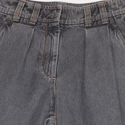 Brunello Cucinelli Black Denim Pleated Pants