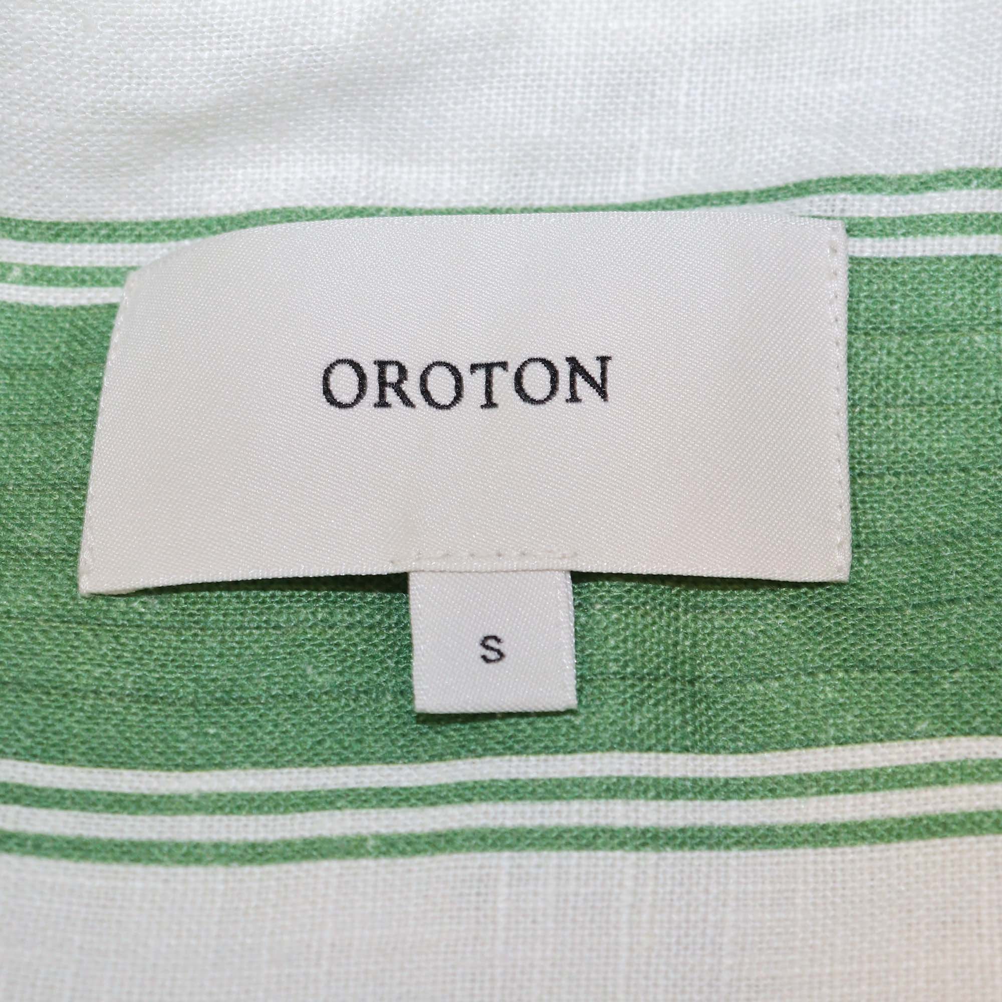 Oraton Green/White Deckchair Striped Linen Mini Robe