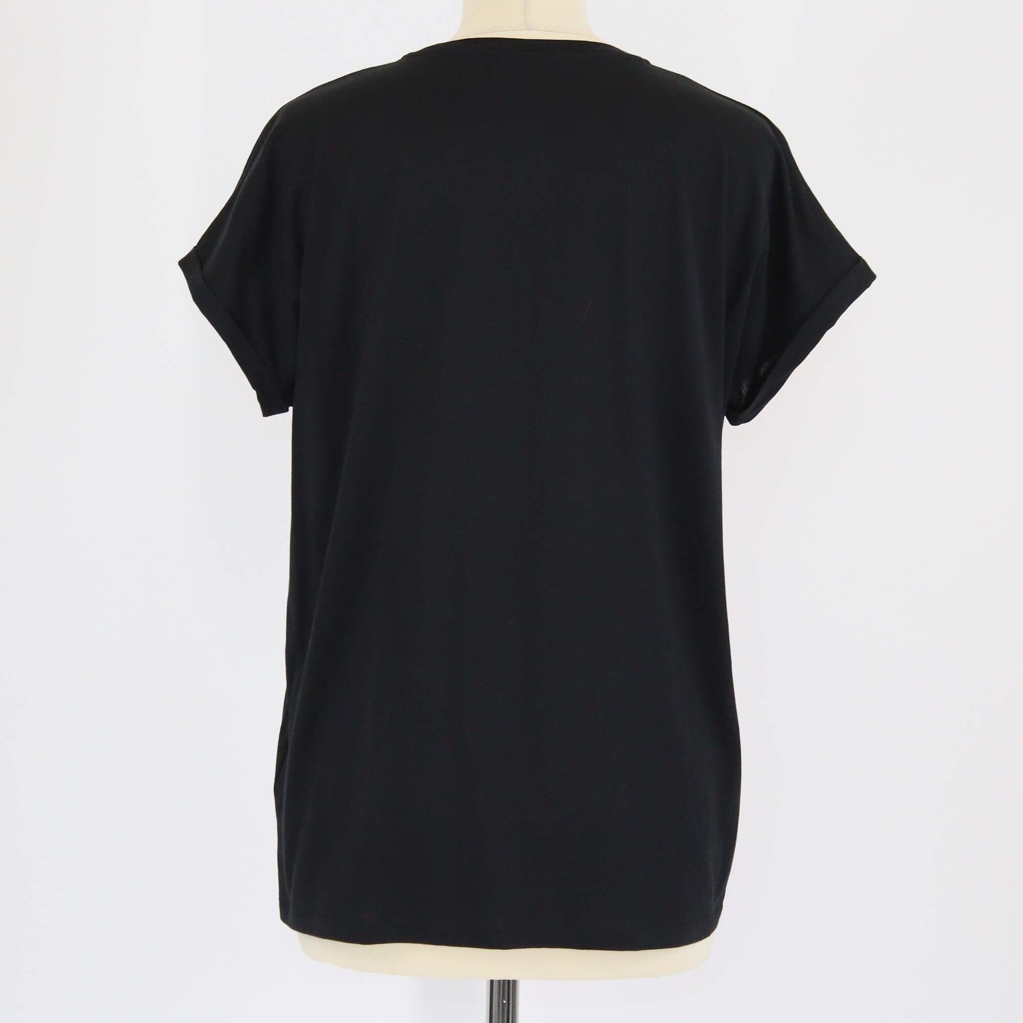 Balmain Black Logo Print Crew Neck Cap Sleeve T-Shirt Womens Balmain 