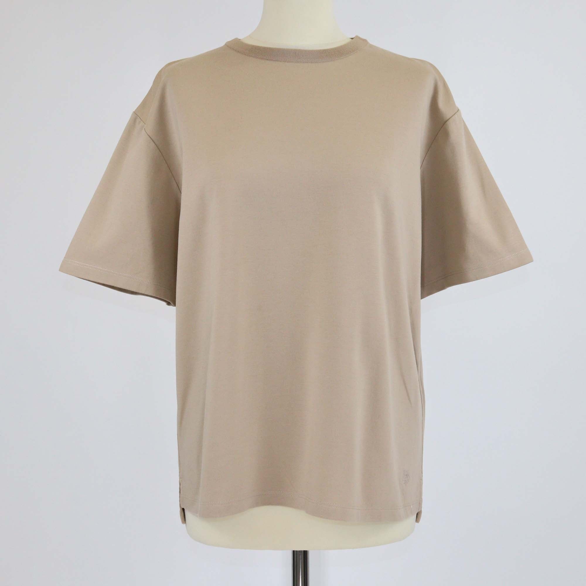 Loro Piana Beige Cotton Logo Embroidered Short Sleeve T-Shirt
