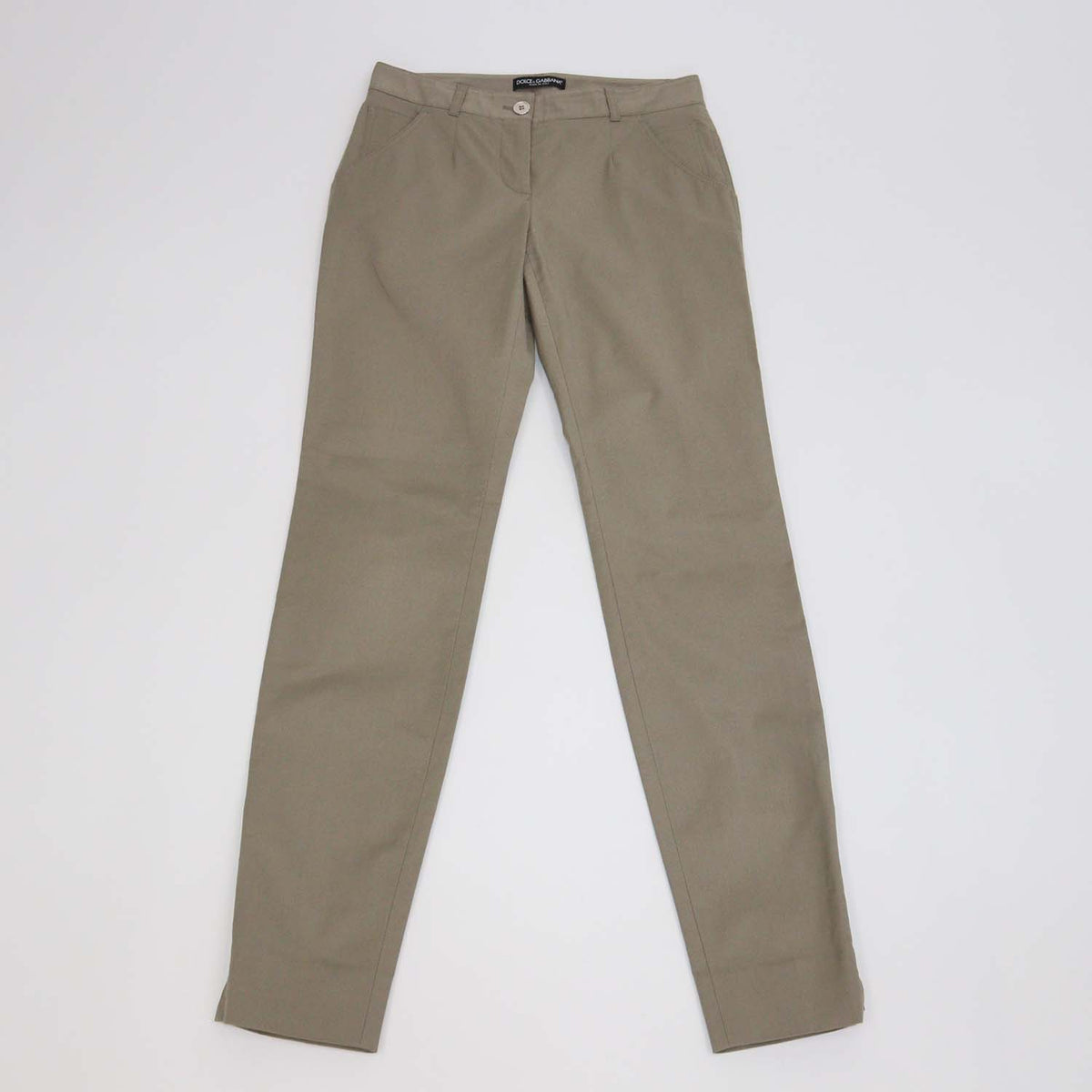 Dolce & Gabbana Khaki Cotton Slim Fit Pants