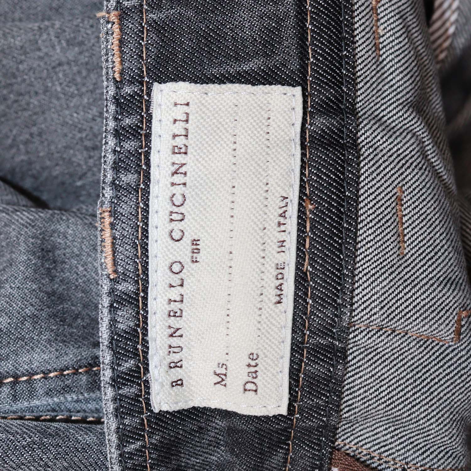 Brunello Cucinelli Black Denim Pleated Pants