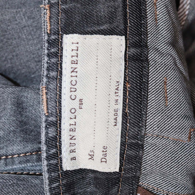 Brunello Cucinelli Black Denim Pleated Pants
