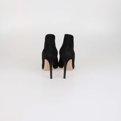 Gianvito Rossi Black Suede Vamp Peep Toe Booties