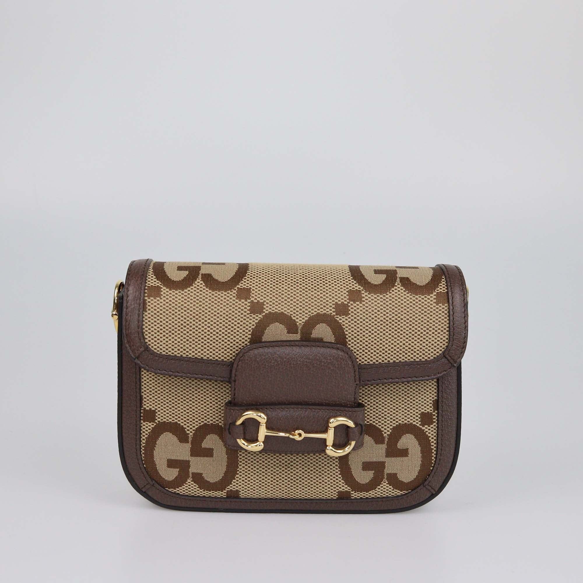 Gucci Beige/Ebony Jumbo GG Mini Horsebit 1955 Shoulder Bag Womens Gucci 