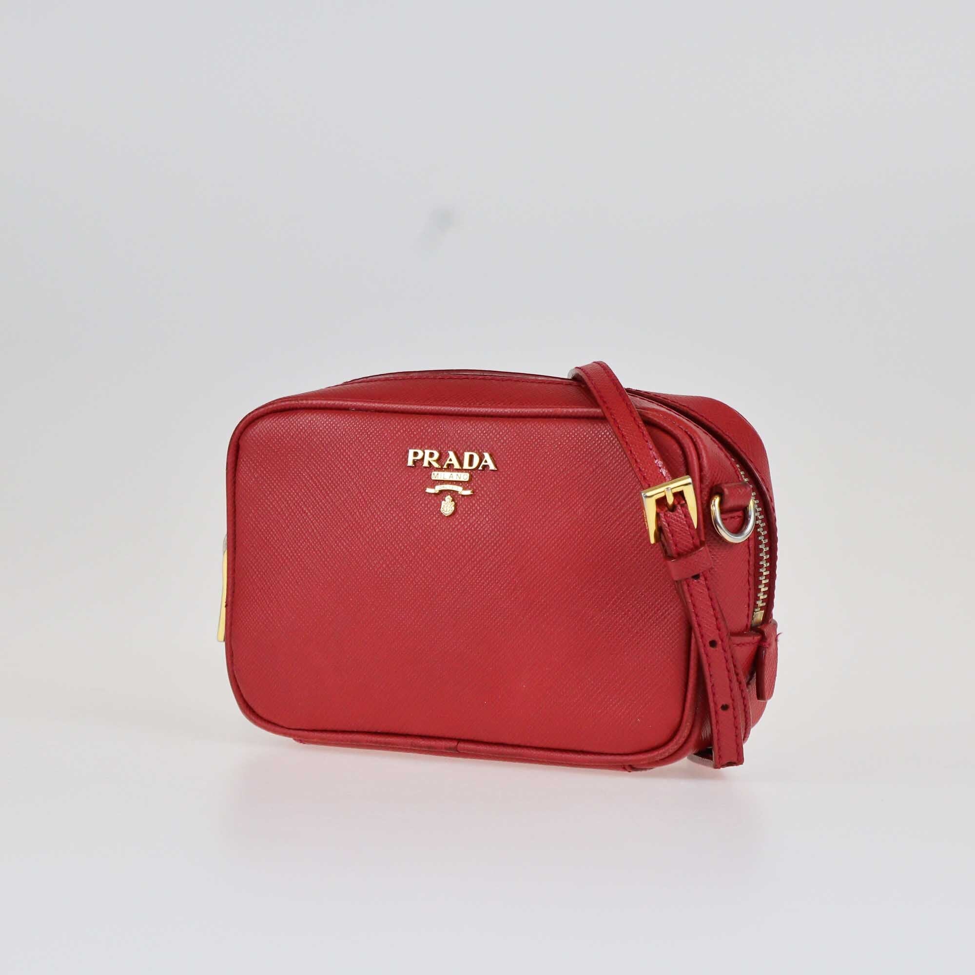 Prada Red Saffiano Mini Camera Crossbody Bag Bags Prada 