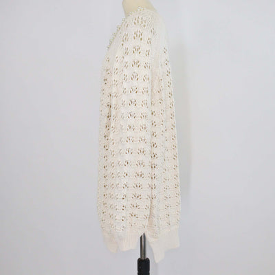 Simone Rocha Beige Crochet Cotton Knit V Neck Sweater
