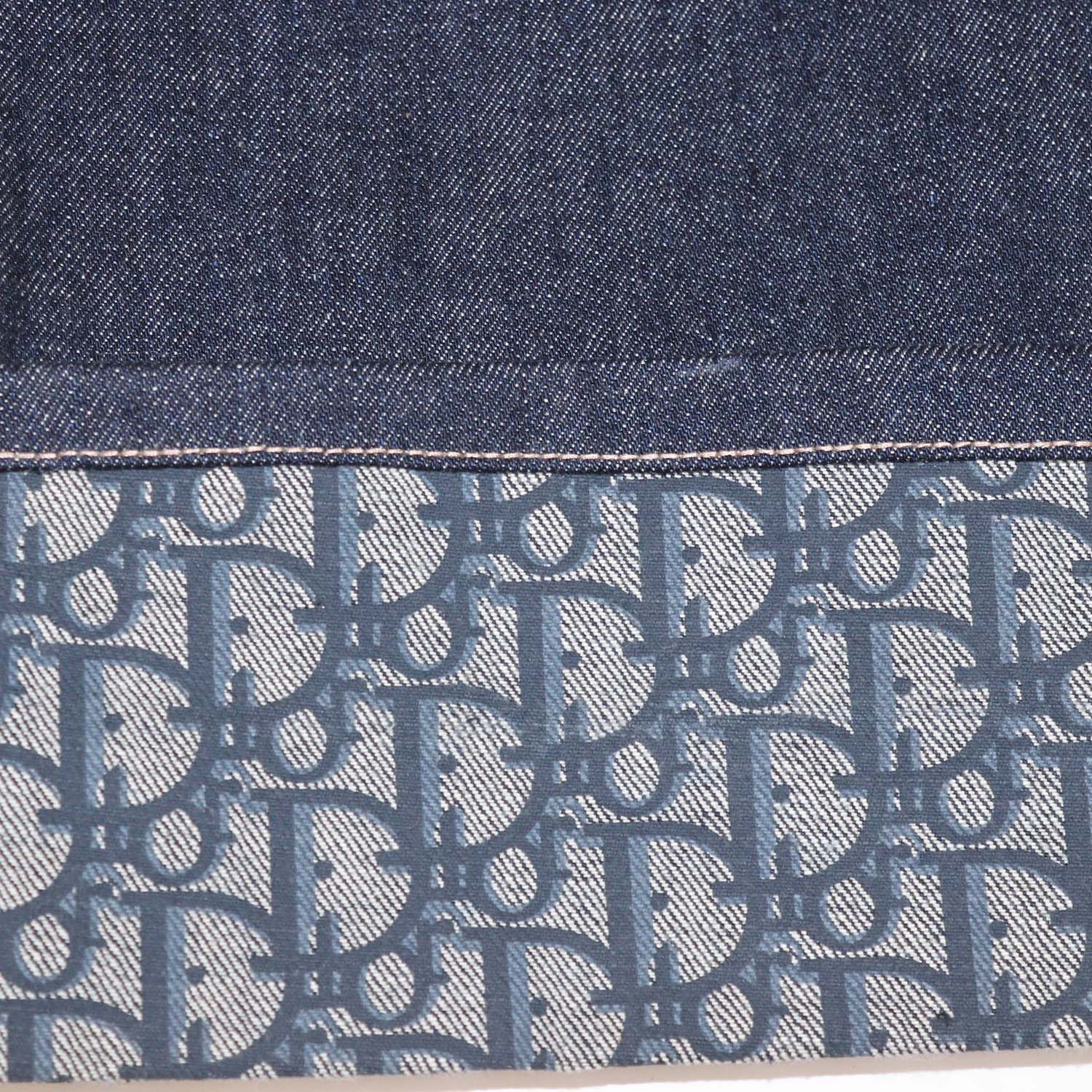 Christian Dior Dark Blue Denim Oblique Cuffed Hem Pants