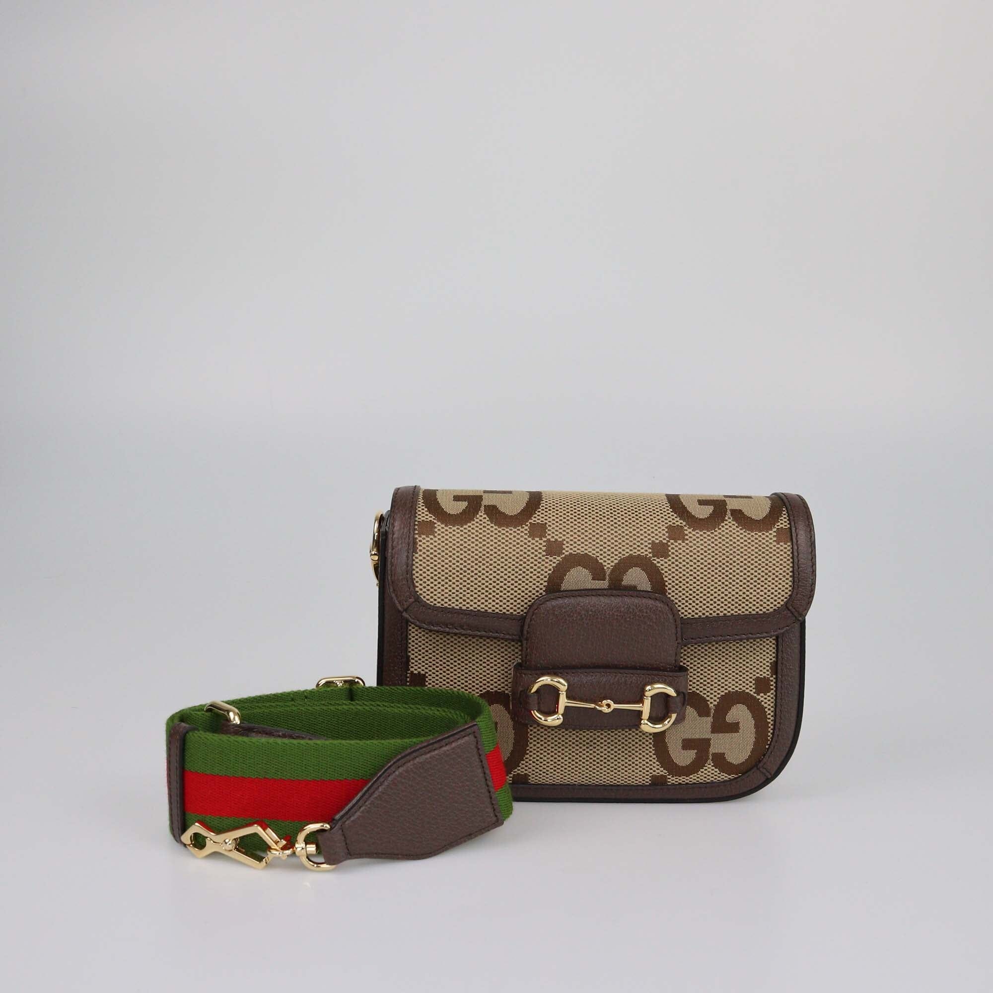 Gucci Beige/Ebony Jumbo GG Mini Horsebit 1955 Shoulder Bag Womens Gucci 