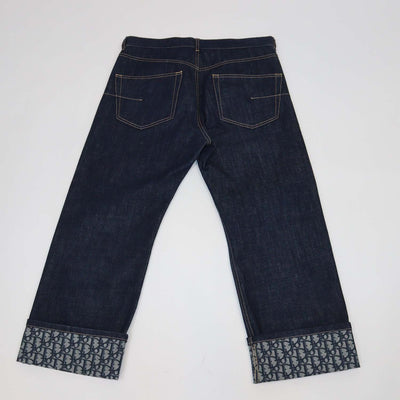 Christian Dior Dark Blue Denim Oblique Cuffed Hem Pants