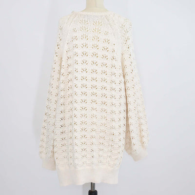 Simone Rocha Beige Crochet Cotton Knit V Neck Sweater