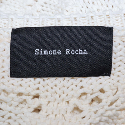 Simone Rocha Beige Crochet Cotton Knit V Neck Sweater