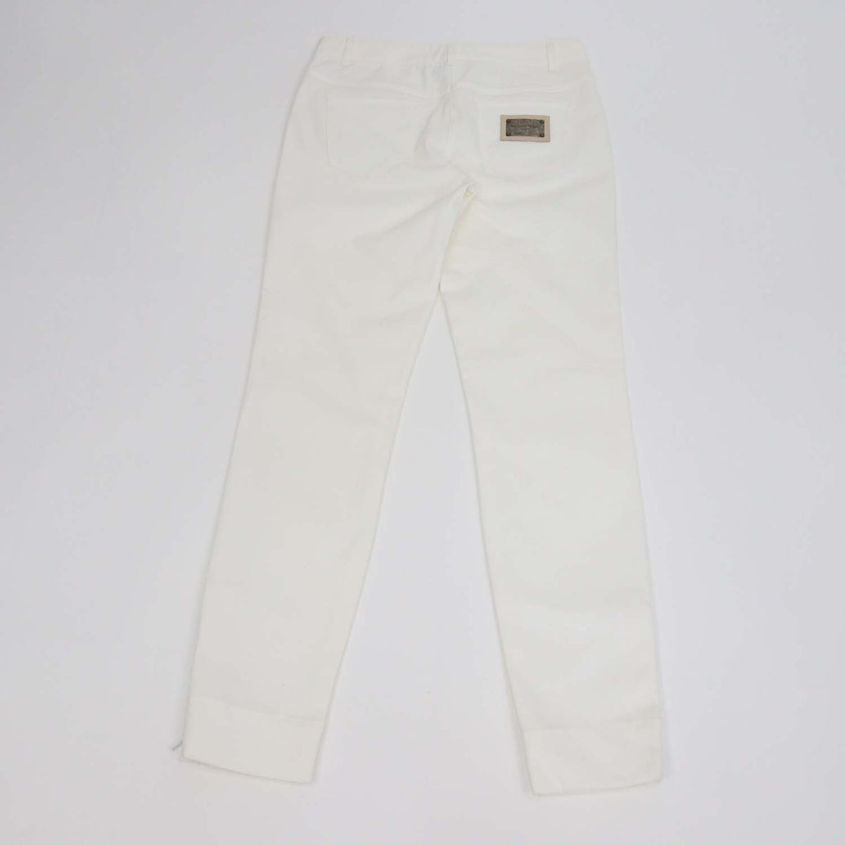 Dolce & Gabbana White Cotton Slim Fit Pants