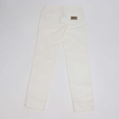 Dolce & Gabbana White Cotton Slim Fit Pants